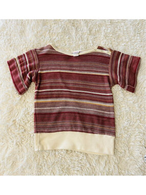 VTG Summer Sweater Missy Sized Small (juniors) Mixed Singles Red And Cream Strip